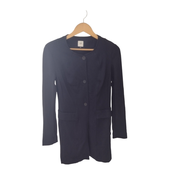 CAbi Jackets & Blazers - Cabi Lidi Long Jacket Coat Small Blue 5093 Button Front Ponte Workwear